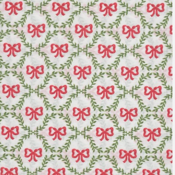 Laura Ashley Christmas BOWS & TRELLIS Cotton Sheet Set - TWIN Size Set - Picture 3 of 3